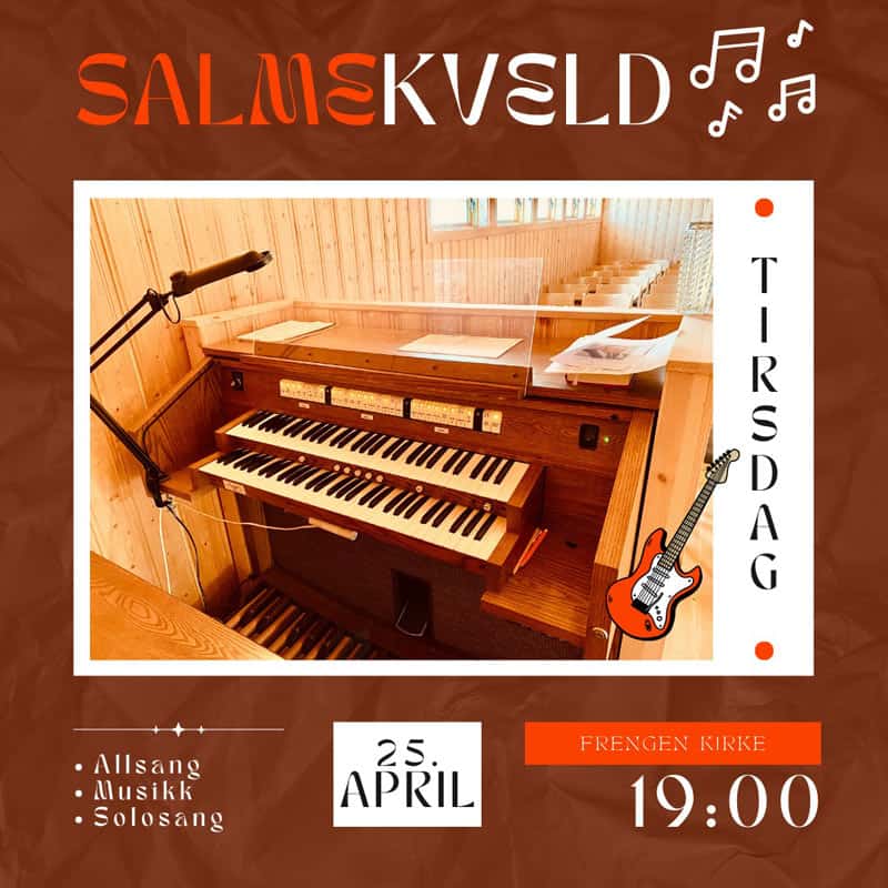 En plakat for et kirkeorgel i en kirke.