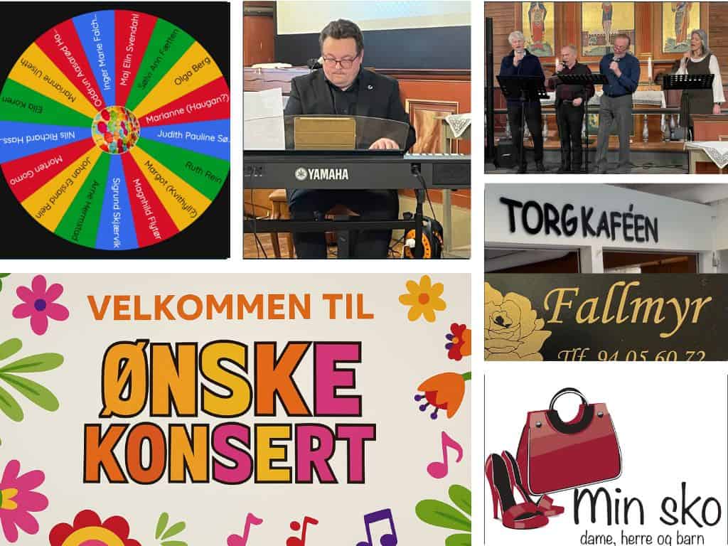 Kunstner som spiller piano under kirkekonsert i Fosen, omgitt av et kirkesamfunn.